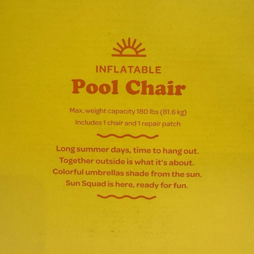 SUN SQUAD INFLATABLE CHAIR - INFLATABLE POOL FURNITURE 3ft 9in 180 LB CAPACITY